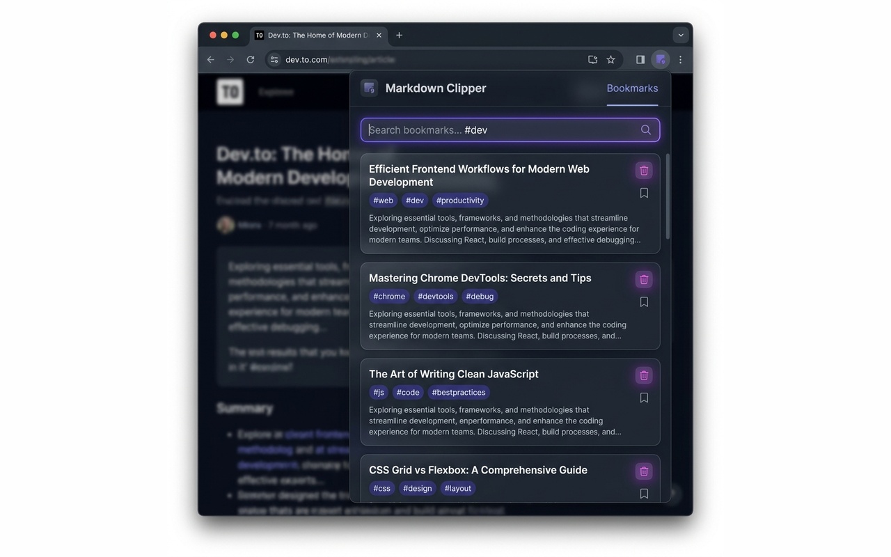Search tab mockup